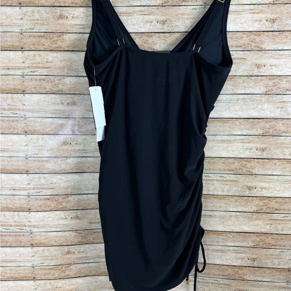 beyond control black one piece swimsuit V-Neck Adjustable Swim dress Size 12NWT - Picture 2 of 6